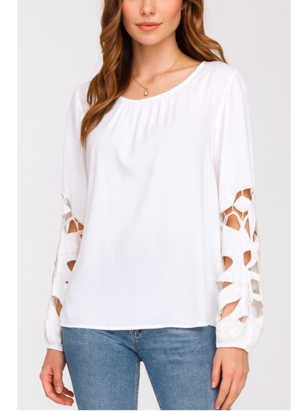 Joie White Boho Blouse XL Cutout Ruffle Sleeve Long Sleeve Top